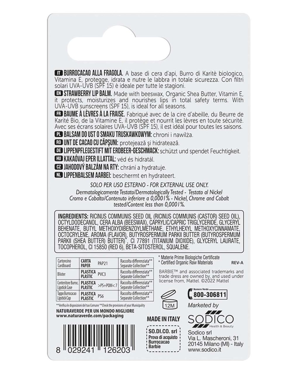 Burrocacao alla fragola barbie - naturaverde