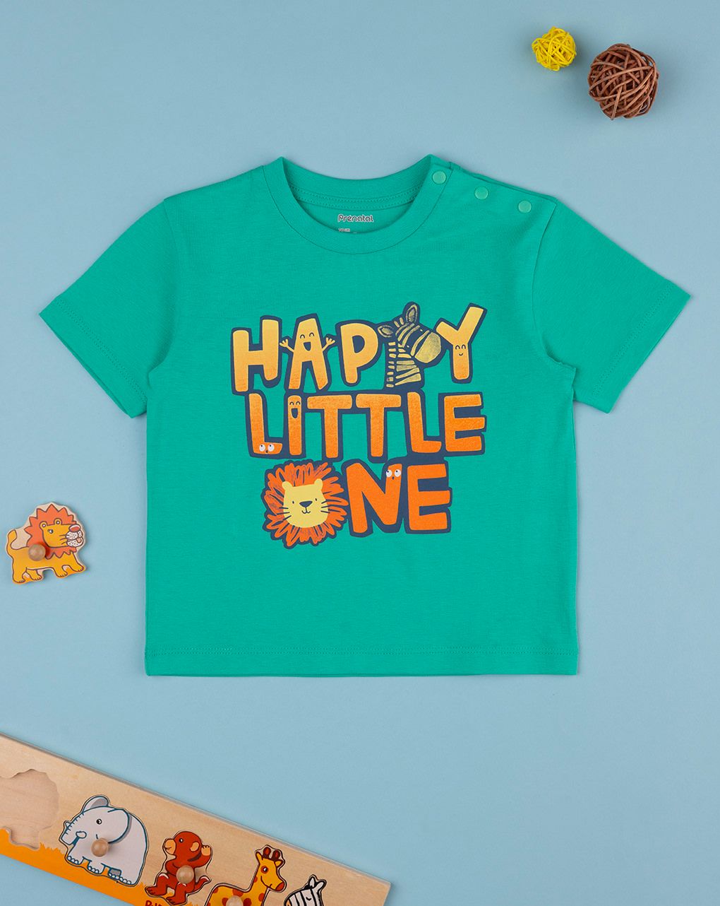 T-shirt bimbo verde stampata