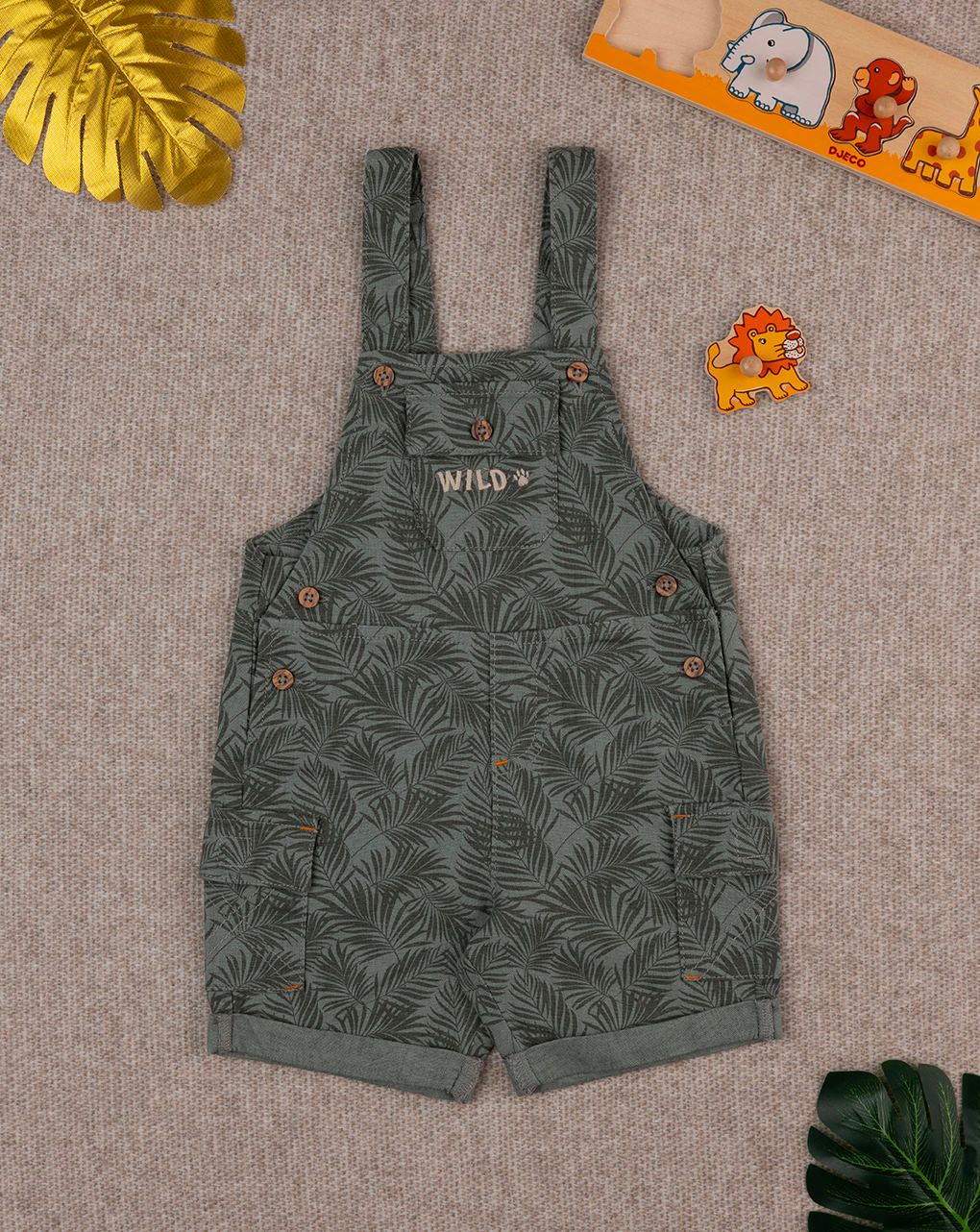 Salopette lino bimbo verde