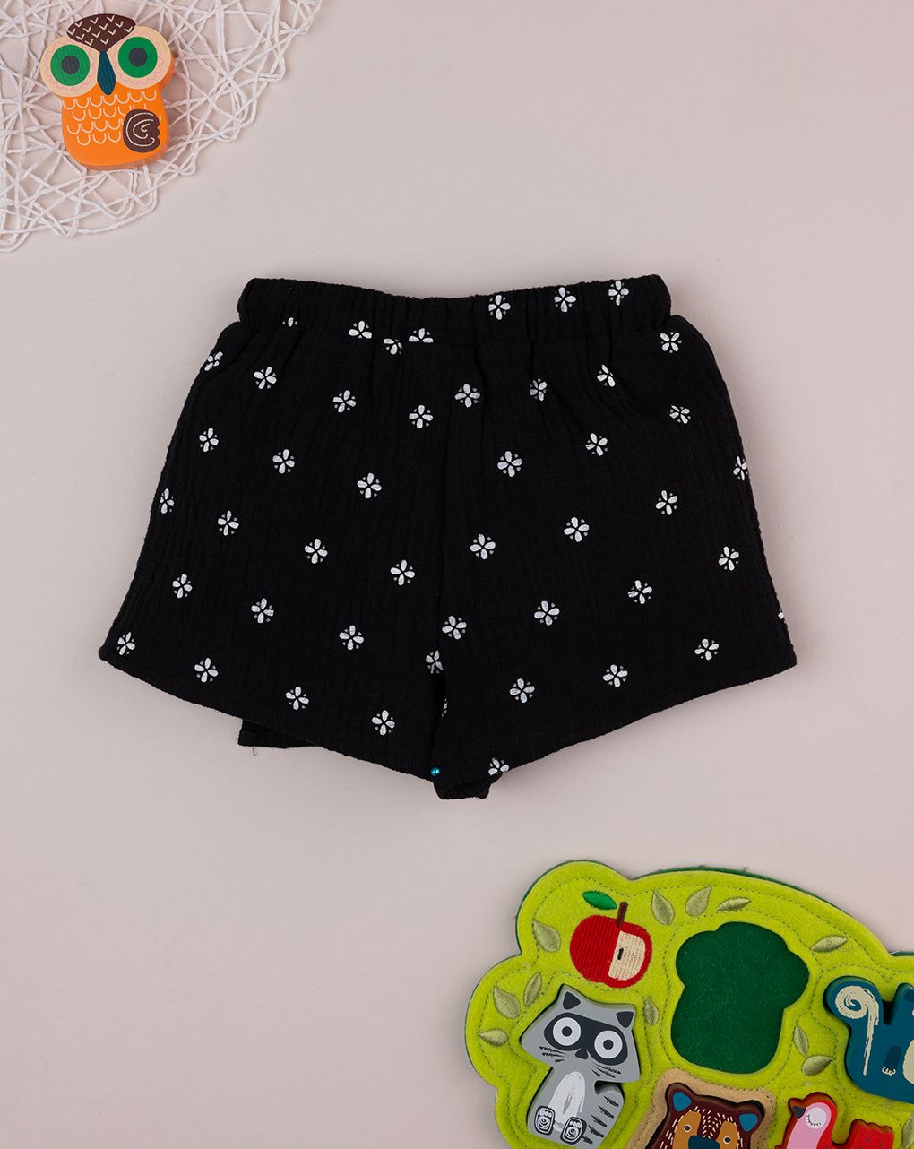 Shorts bimba nero a pois