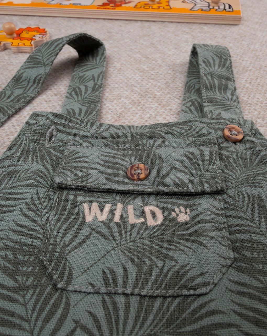 Salopette lino bimbo verde