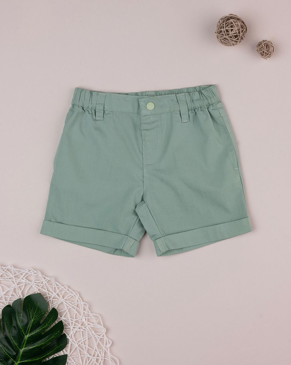 Shorts popeline bimbo verde