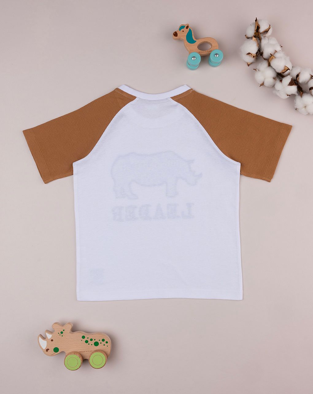 T-shirt bambino con inserti waffle