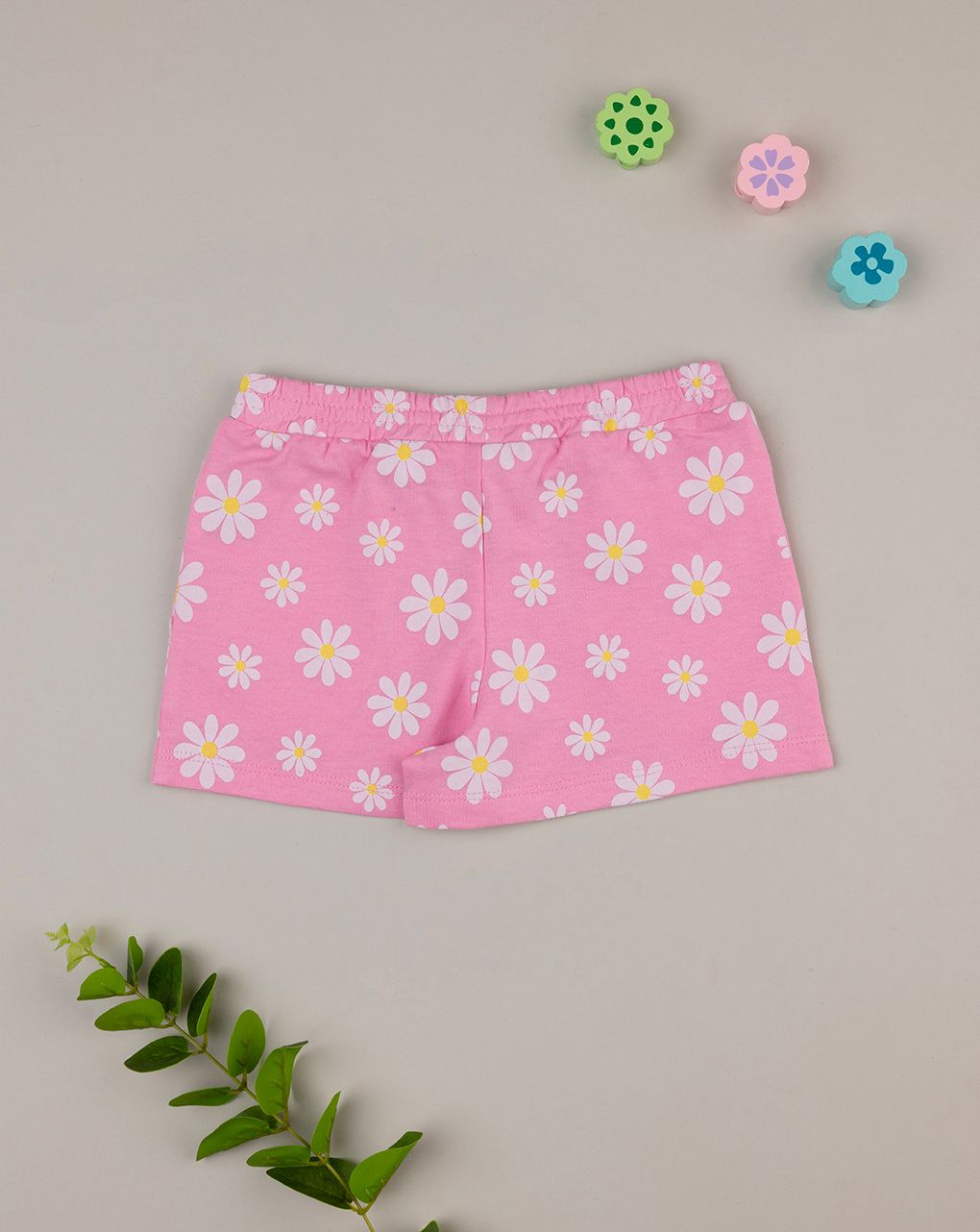 Shorts bimba rosa margherite