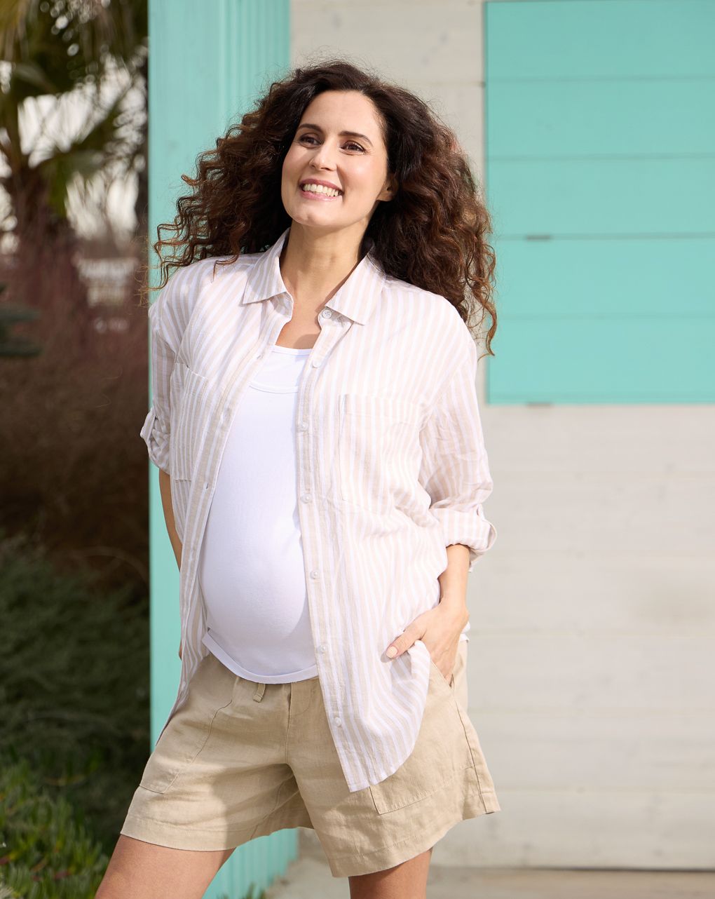 Camicia premaman allattamento con fantasia righe