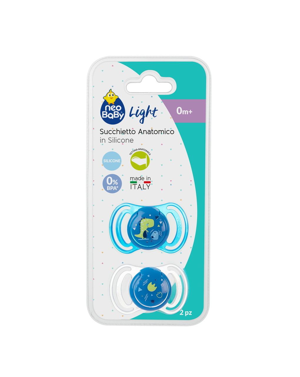 Succhietto anatomico silicone mini 0m+ blu 2pezzi - neobaby