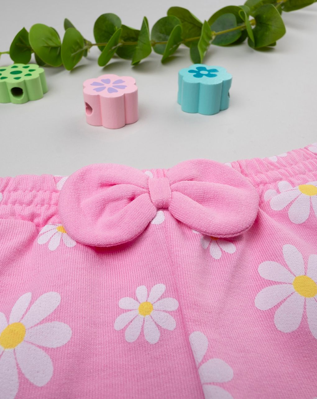 Shorts bimba rosa margherite