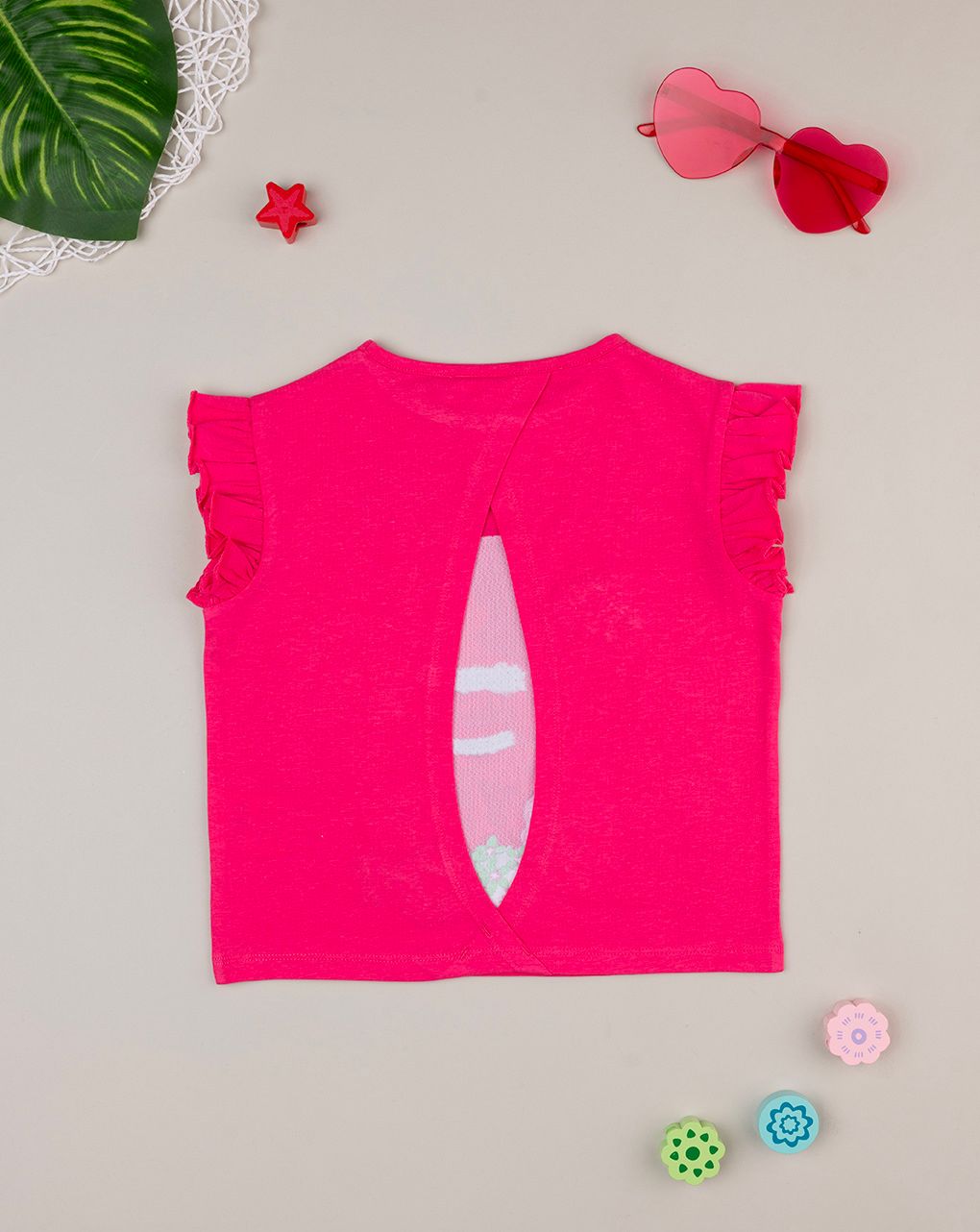 T-shirt bimba fuxia stampata