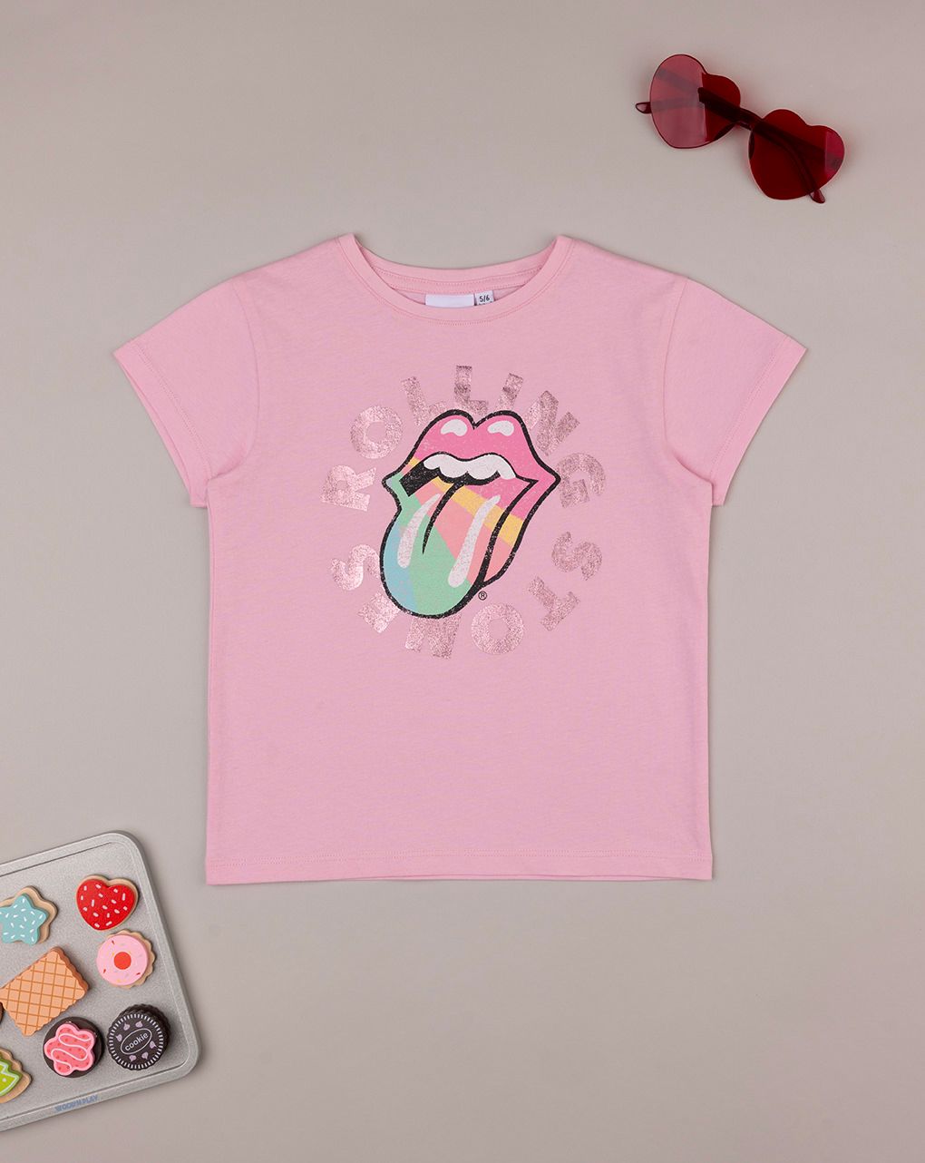 T-shirt bimba rosa stampata
