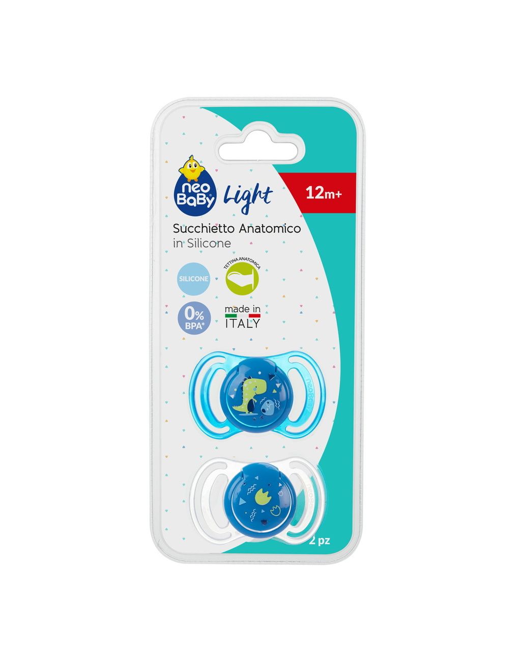 Succhietto anatomico silicone maxi 12m+ blu 2pezzi - neobaby