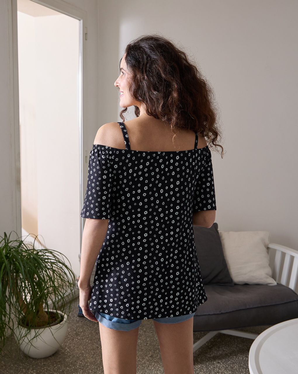 Top premaman con fantasia fiori