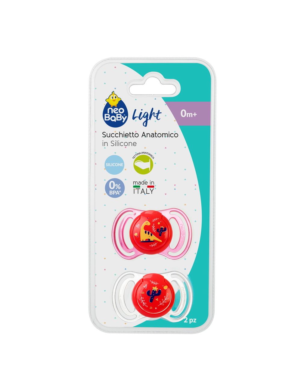 Succhietto anatomico silicone mini 0m+ rosa 2 pezzi - neobaby