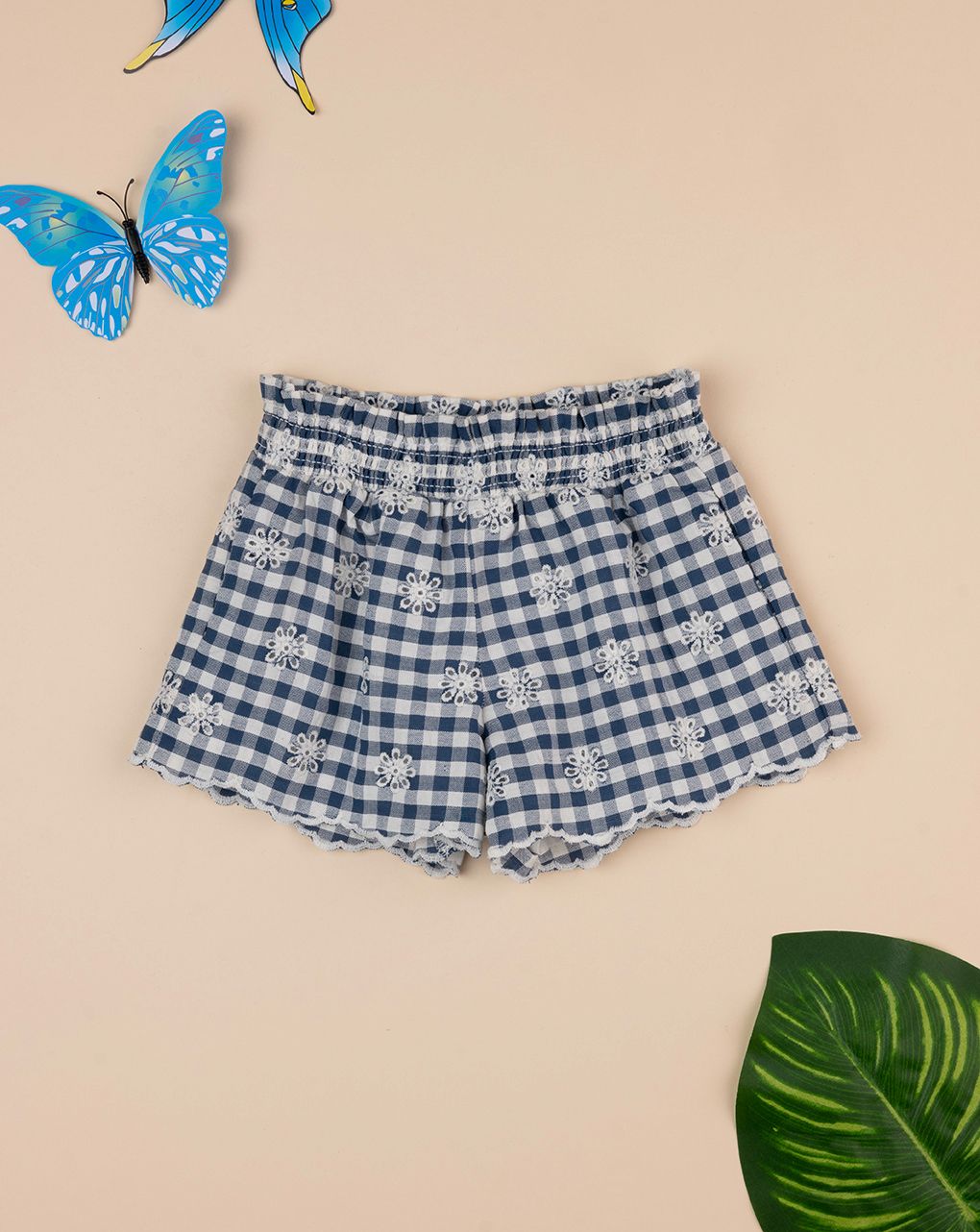 Shorts vichy bimba blu