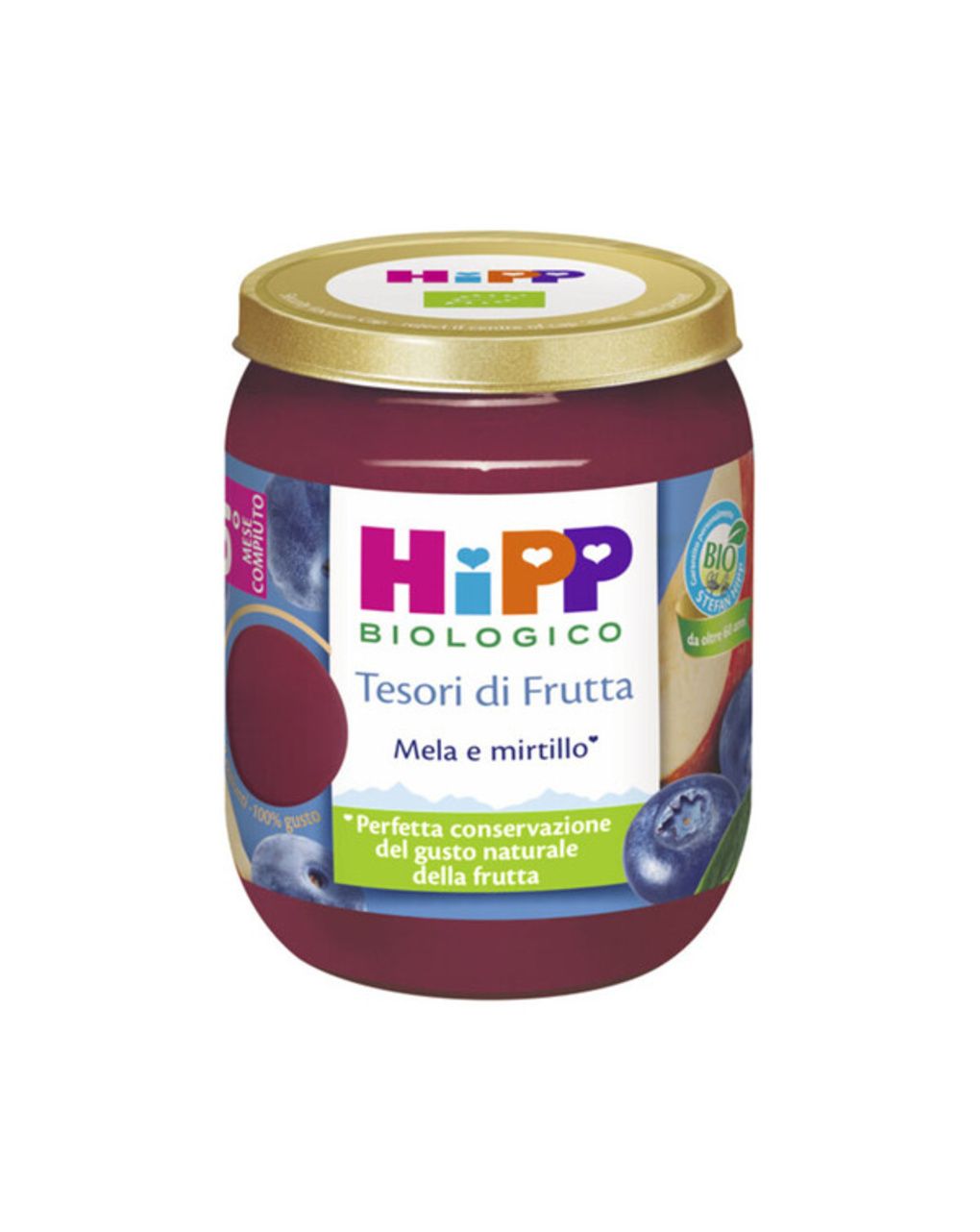 Omogeneizzato tesori di frutta mela e mirtillo 160 gr - hipp