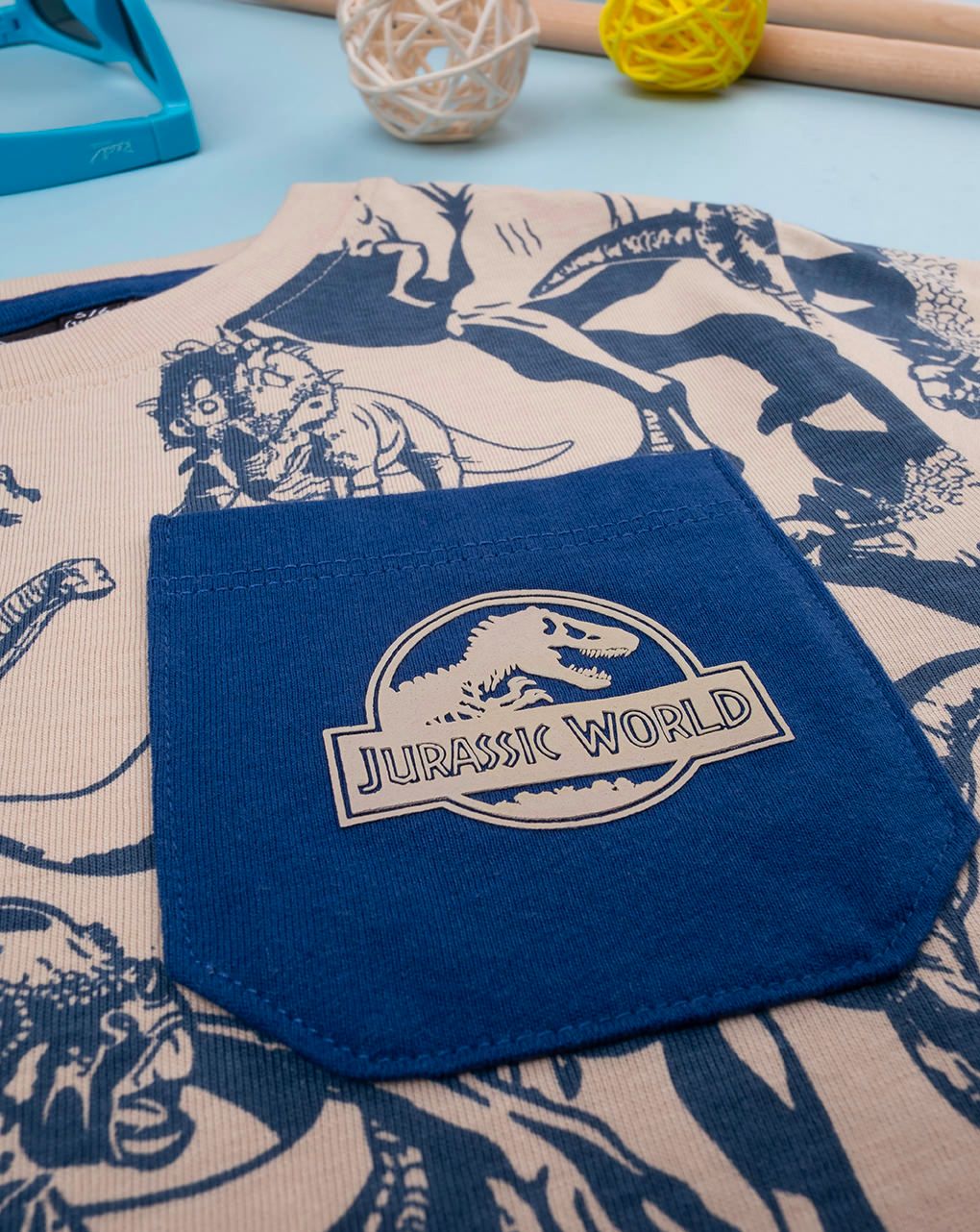 T-shirt beige maniche corte bambino "jurassic"