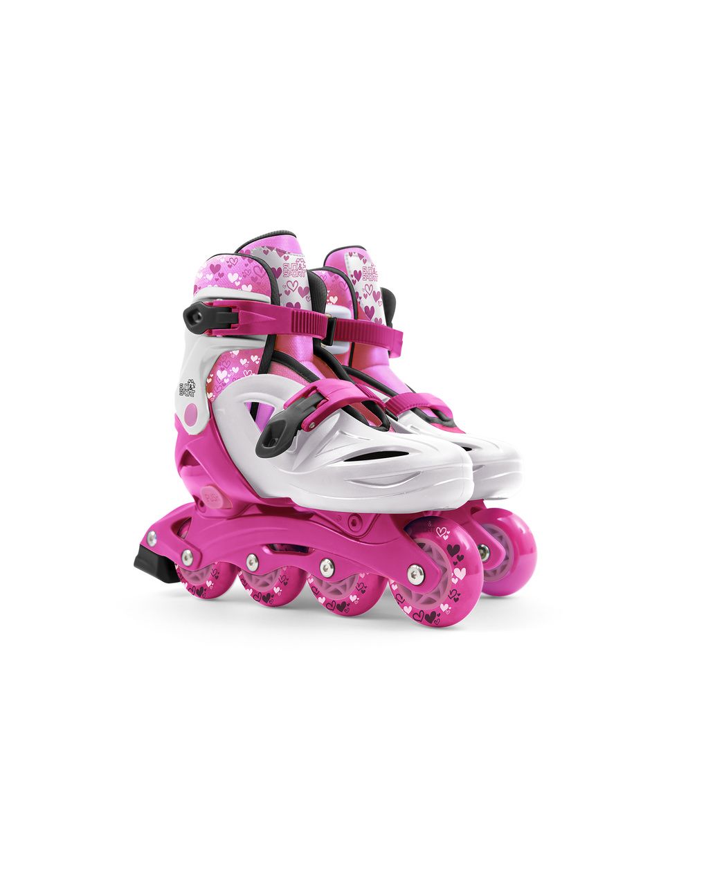 Pattini in linea 4 ruote rosa - taglia 31-35 - sun&sport