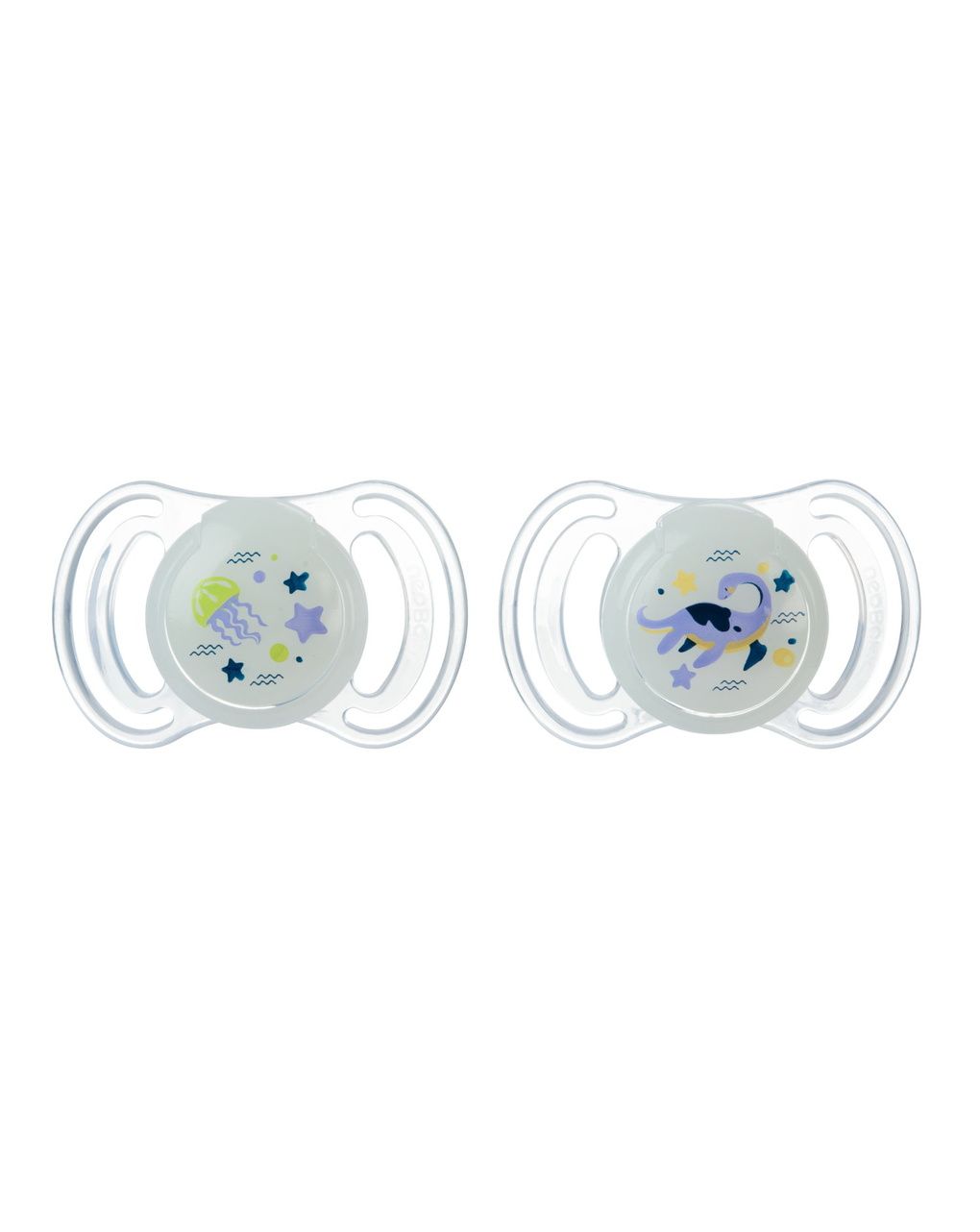 Succhietto anatomico silicone mini 0m+ glow 2 pezzi - neobaby