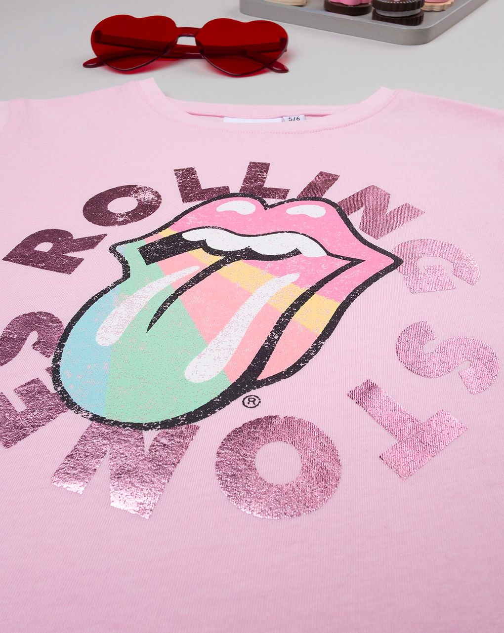 T-shirt bimba rosa stampata