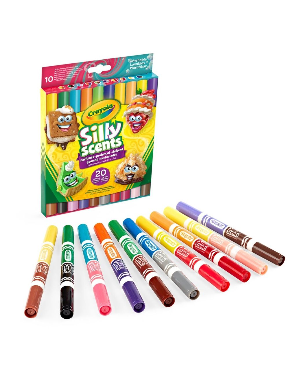 Silly scents - 10 pennarelli lavabili doppia punta profumati - 3+ - crayola