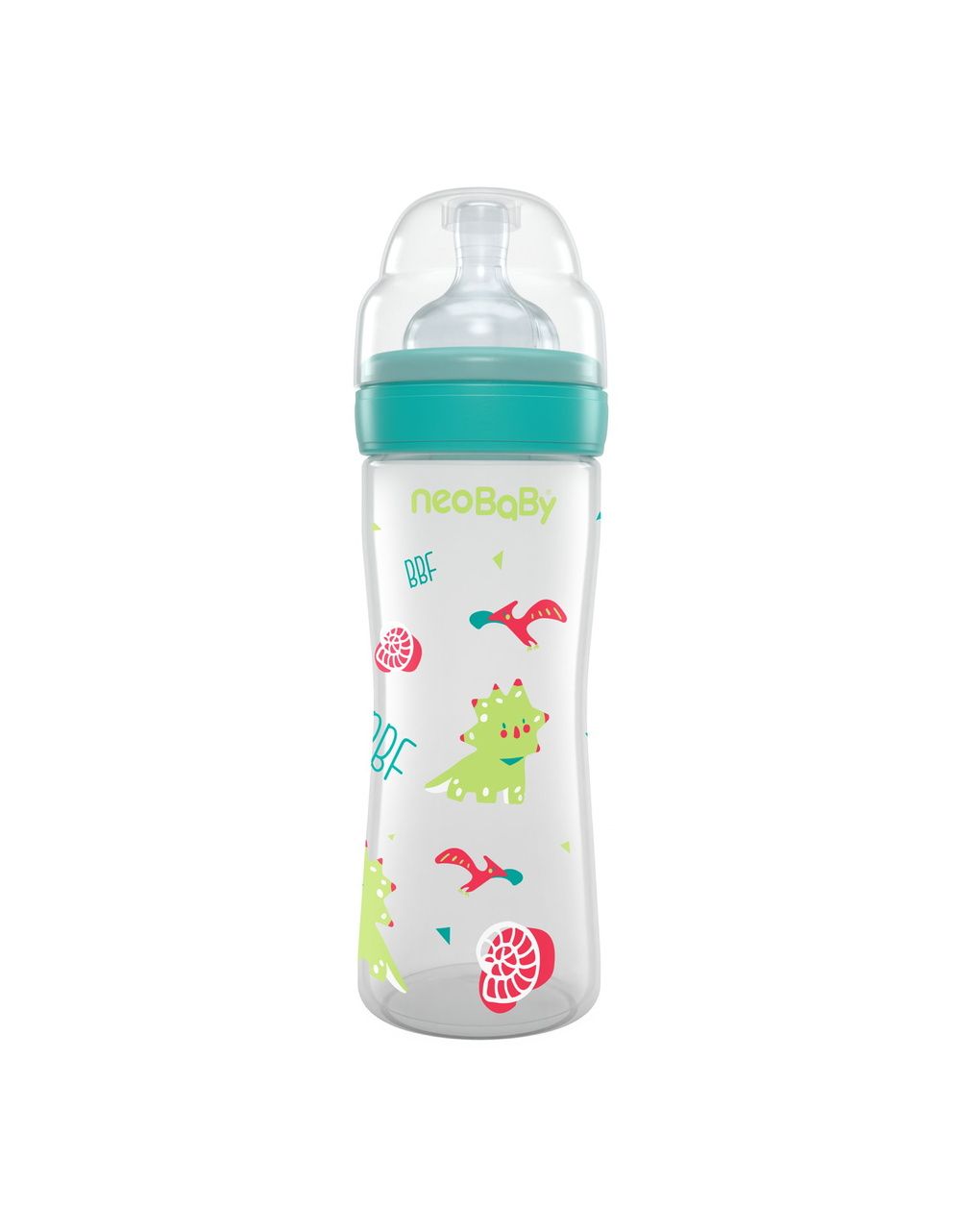 Biberon plastica collo largo silicone 250ml flusso regolabile verde 2m+ - neobaby