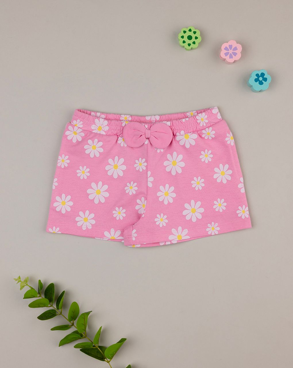 Shorts bimba rosa margherite