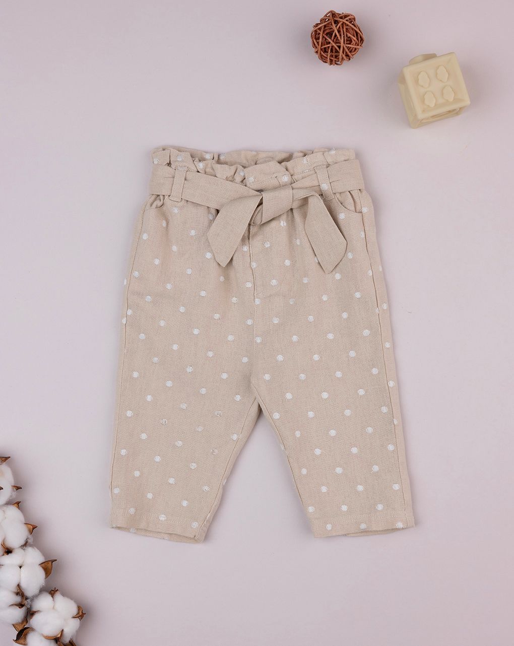 Pantaloni lino bimba allover