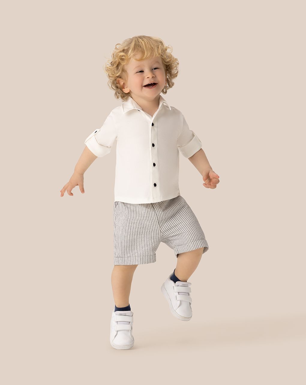 Bermuda righine bimbo bianco/blu