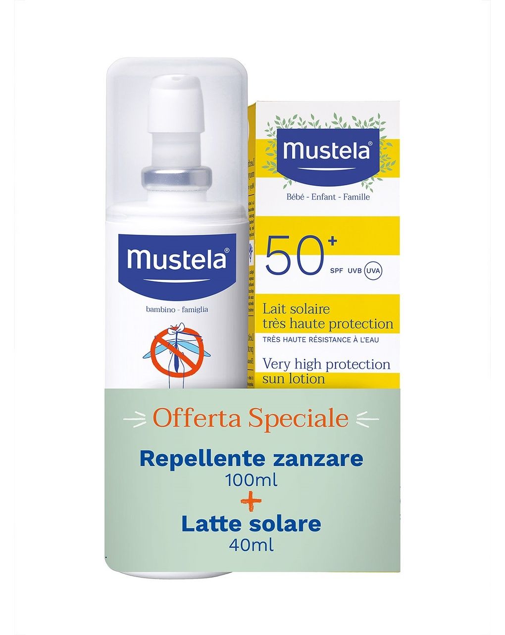 Latte solare 40 ml spf50+ con repellente antizanzare 100 ml | mustela