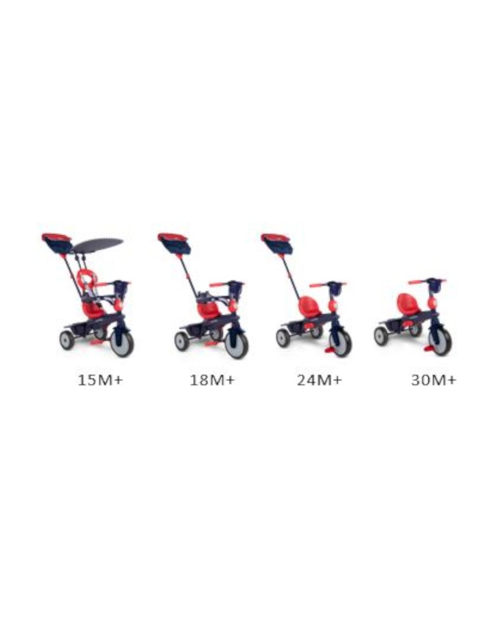 Triciclo 4 in 1 vanilla rosso e navy - smart trike