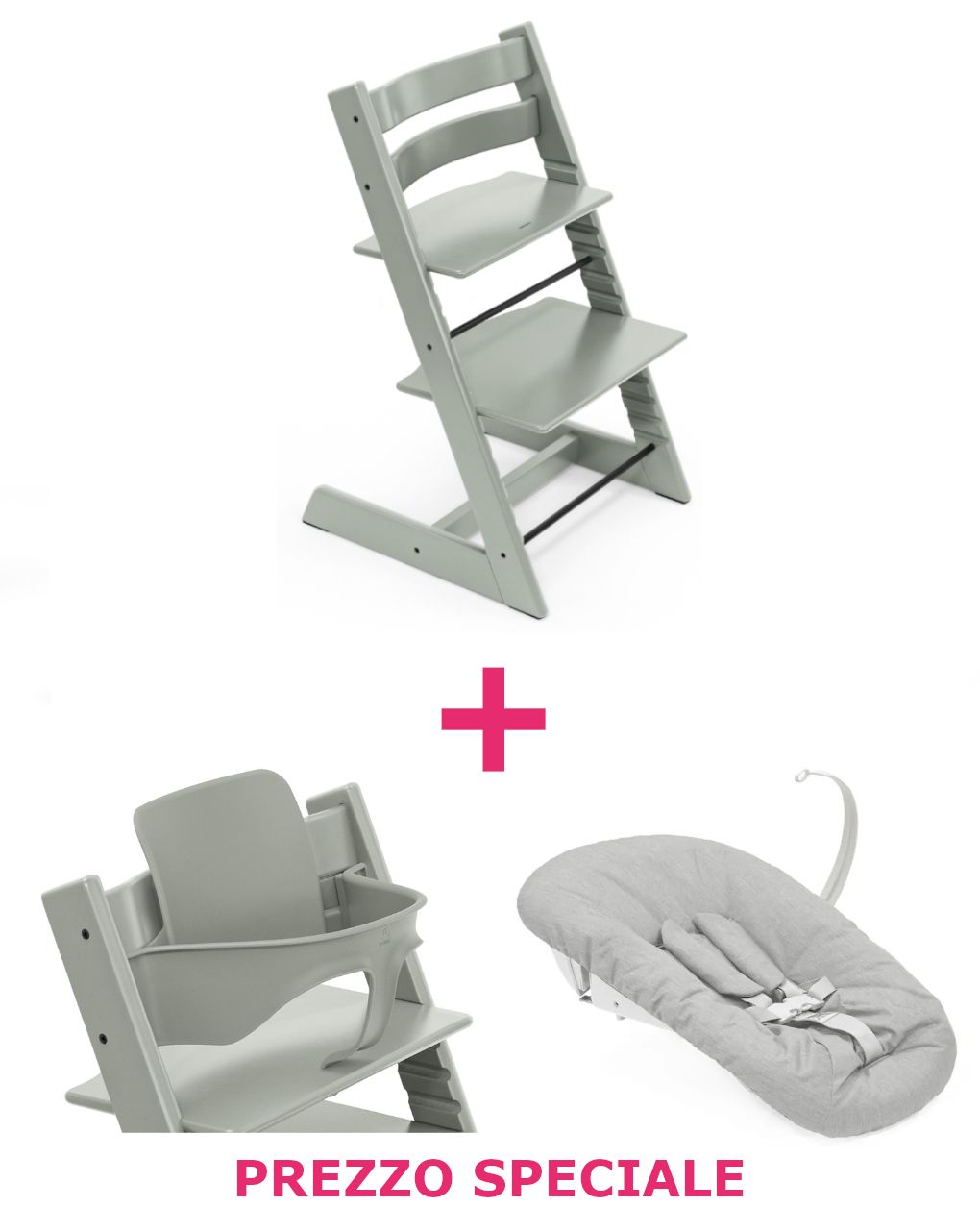 Tripp trapp glacier green + newborn set + babyset v2 glacier green a un prezzo speciale - personalizzabile - stokke®