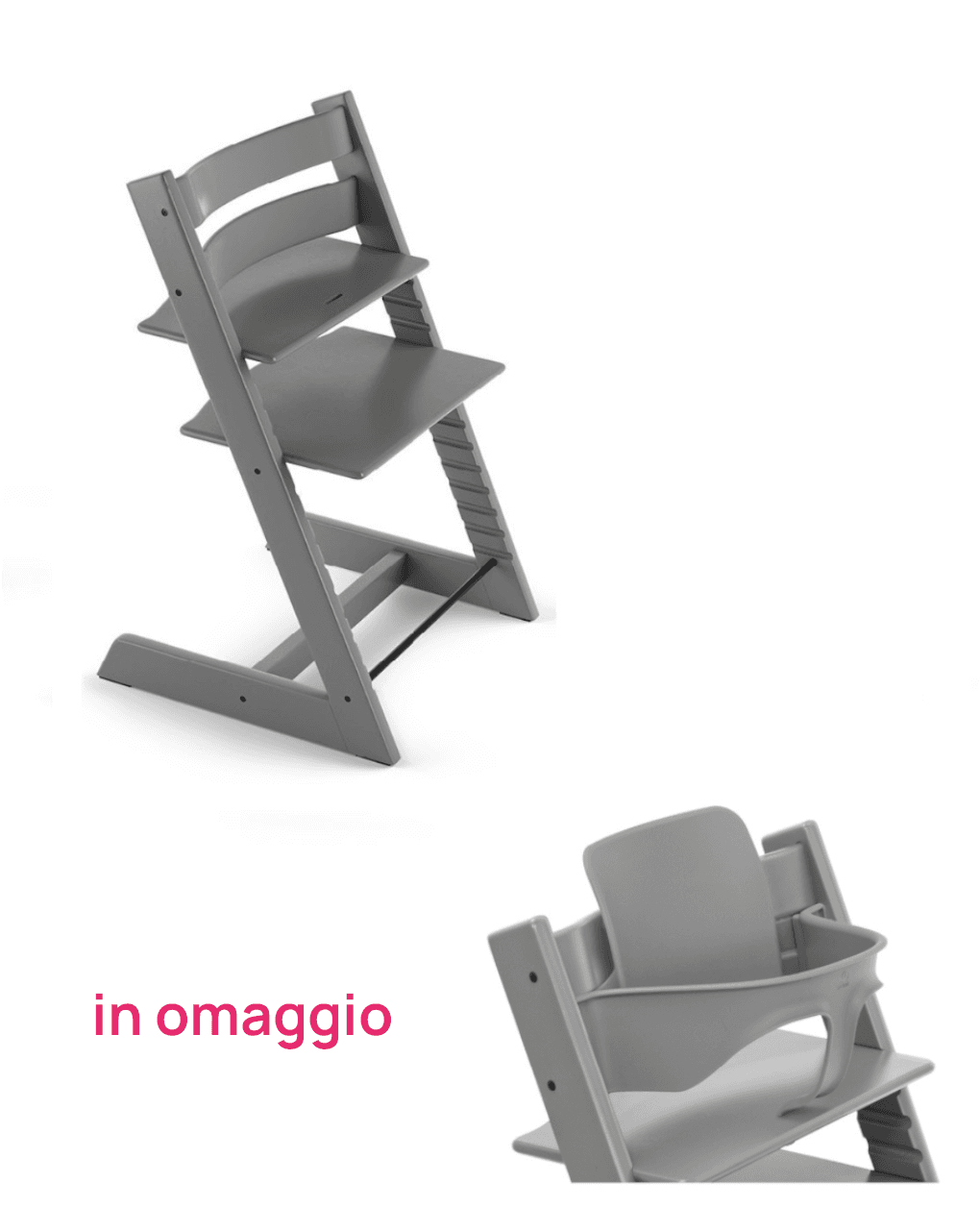 Tripp trapp storm grey + baby set storm grey v2 in omaggio - personalizzabile - stokke®