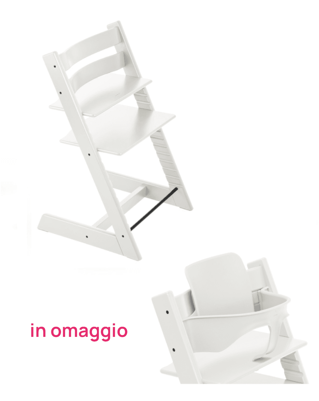 Tripp trapp bianco + baby set bianco v2 in omaggio - personalizzabile - stokke®
