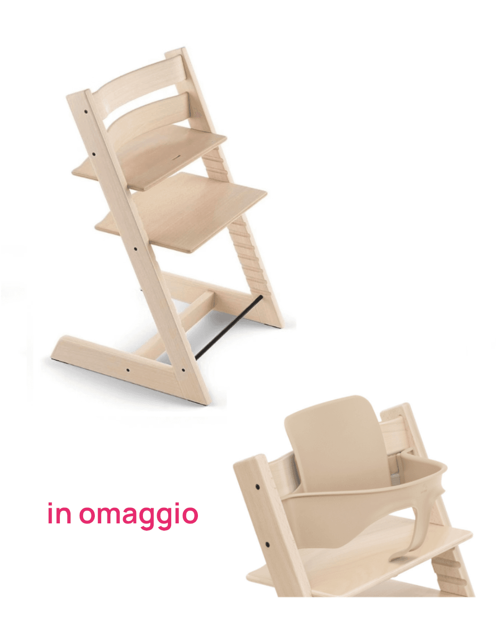 Tripp trapp naturale + baby set naturale v2 in omaggio - personalizzabile - stokke®