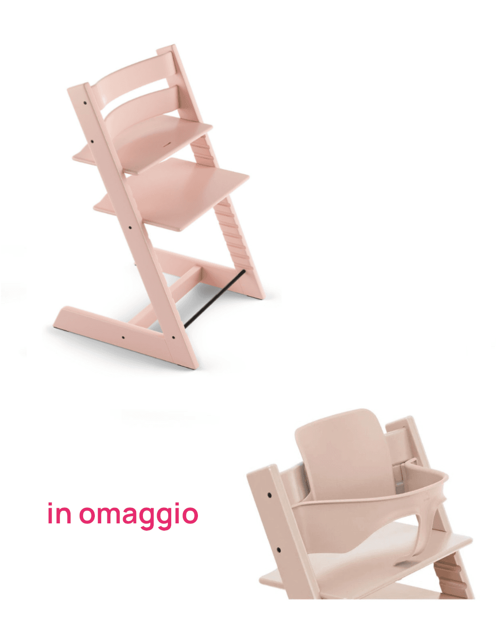 Tripp trapp serene pink + baby set serene pink v2 in omaggio - personalizzabile - stokke®