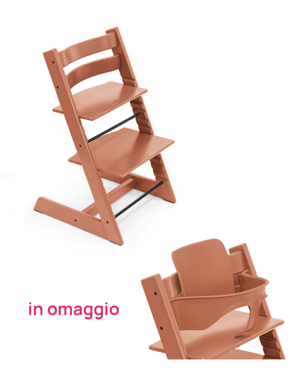 Tripp trapp terracotta + baby set terracotta v2 in omaggio - personalizzabile - stokke®