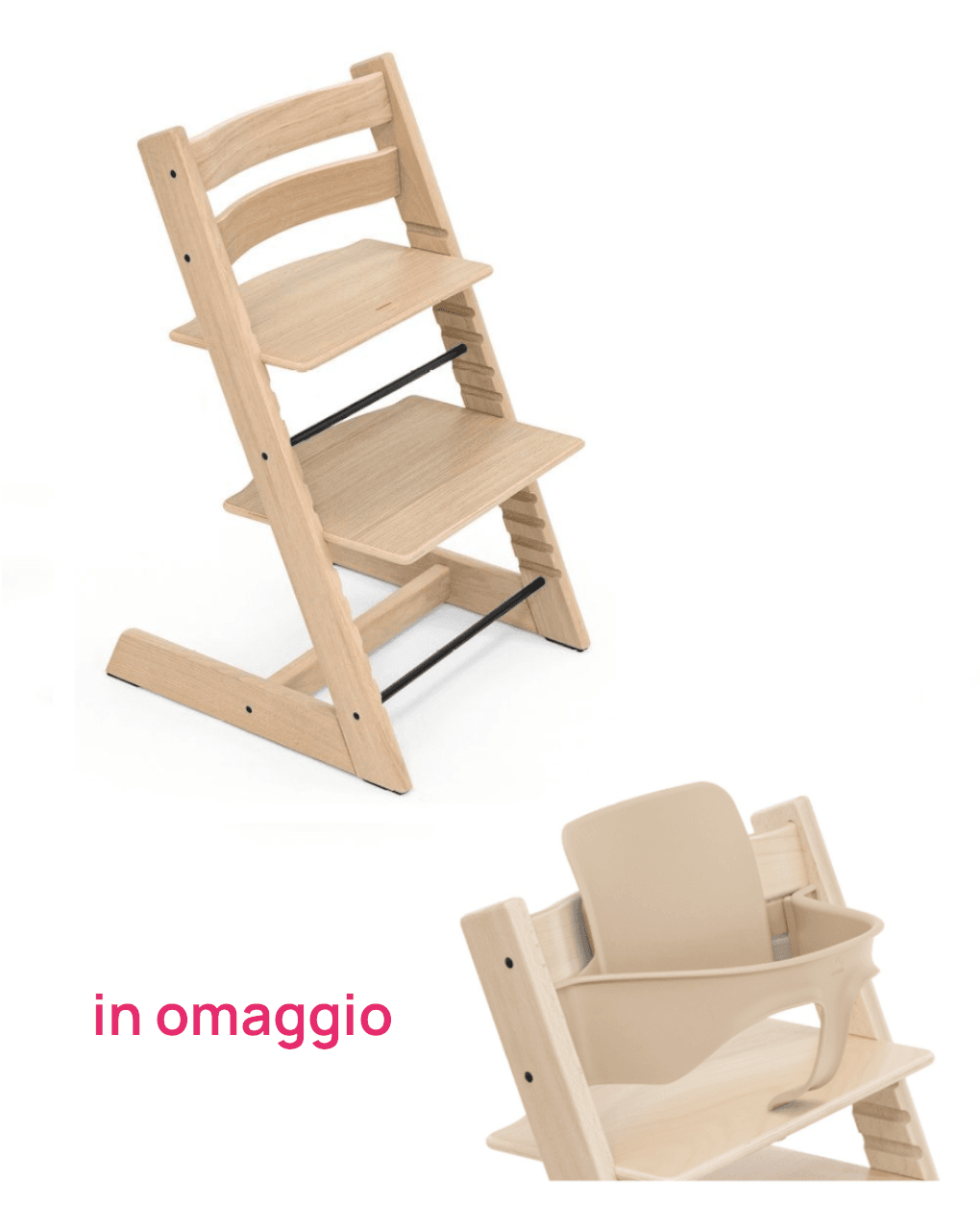 Tripp trapp rovere naturale + baby set naturale v2 in omaggio - personalizzabile - stokke®