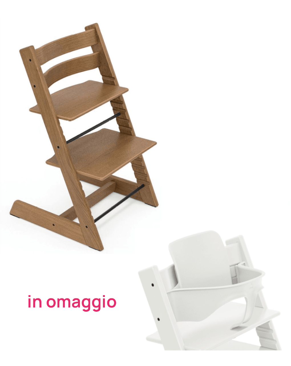 Tripp trapp rovere marrone + baby set bianco in omaggio - personalizzabile - stokke®
