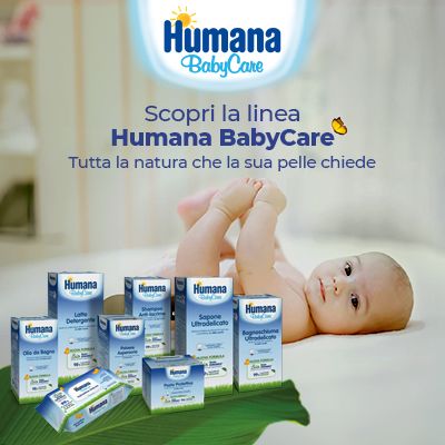 Tutta la natura che la sua pelle chiede.                   Scopri Humana BabyCare, la linea cosmetica completa studiata specificatamente per l’igiene e la cura quotidiana di neonati e dei bambini.