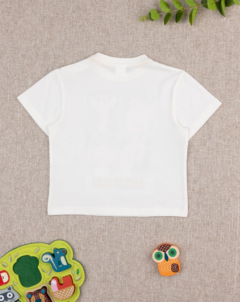 T-shirt bimbo panna stampata safari