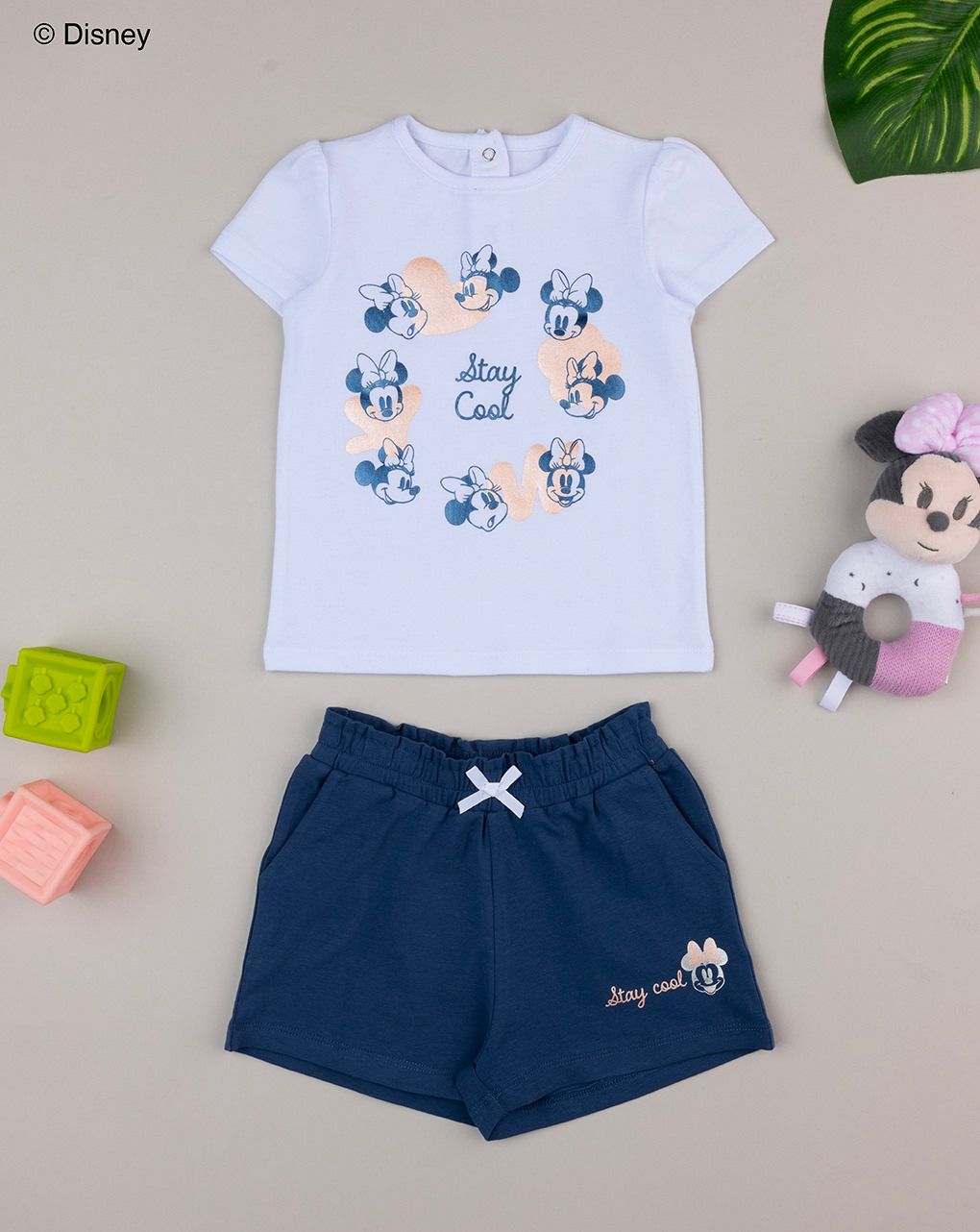 Completo bimba bianco/blu minnie