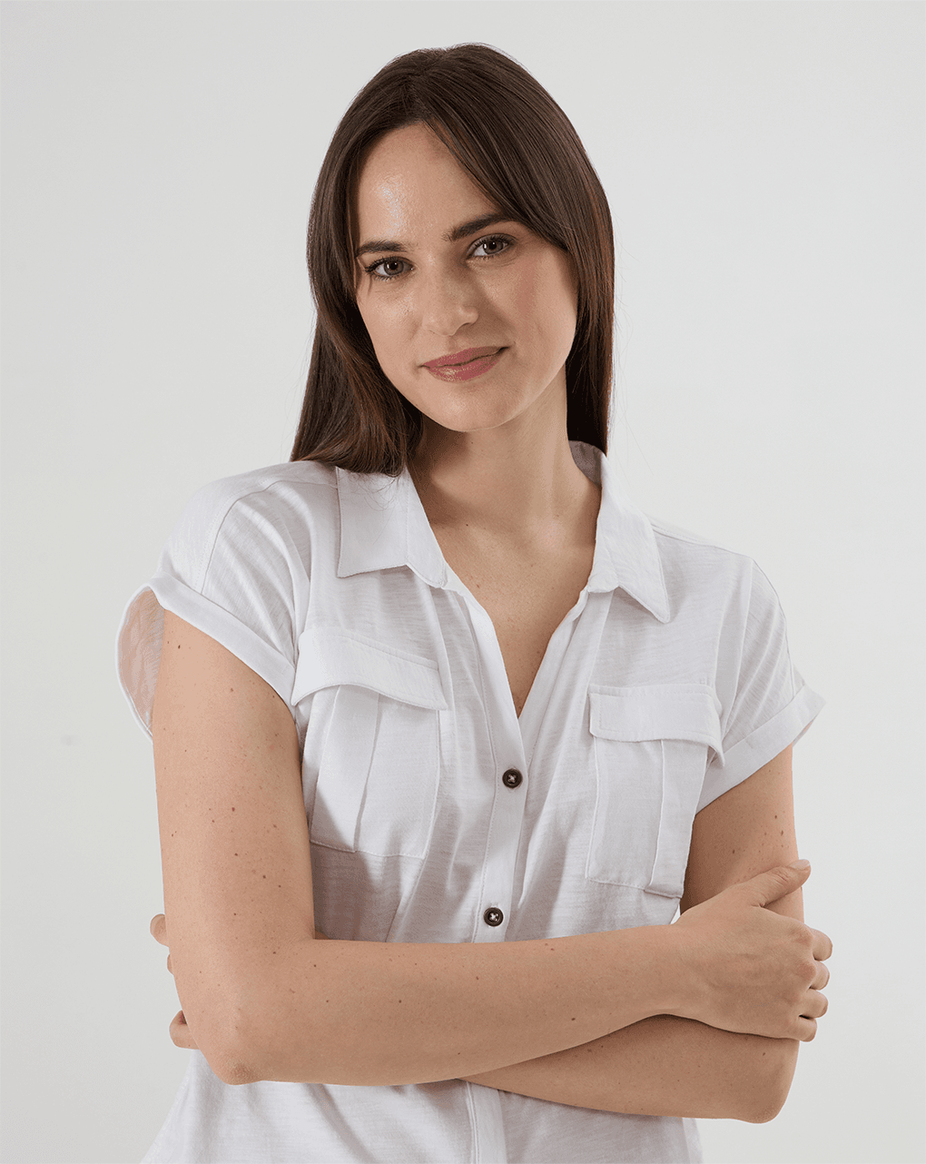 Camicia maniche corte bianca con tasche