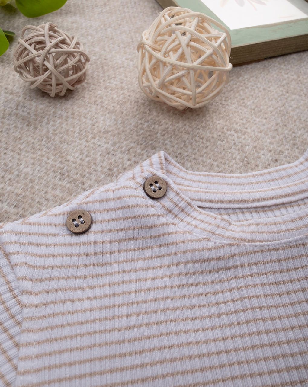 T-shirt bimbo righe marroni