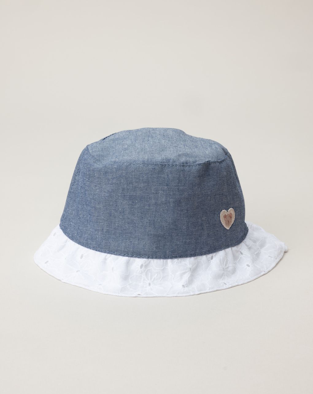 Cappello bimba denim e sangallo
