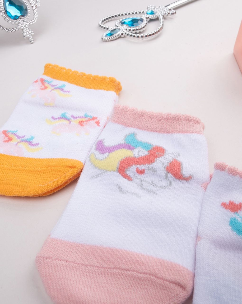 Pack 5 calze corte bimba unicorni
