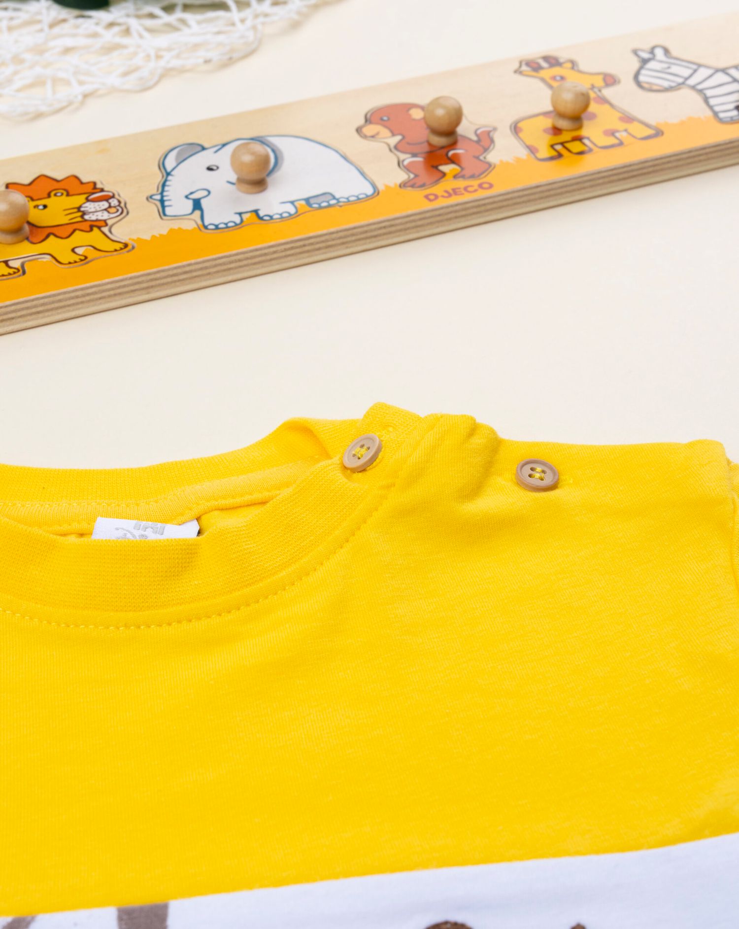 T-shirt bimbo re leone bianca/giallo