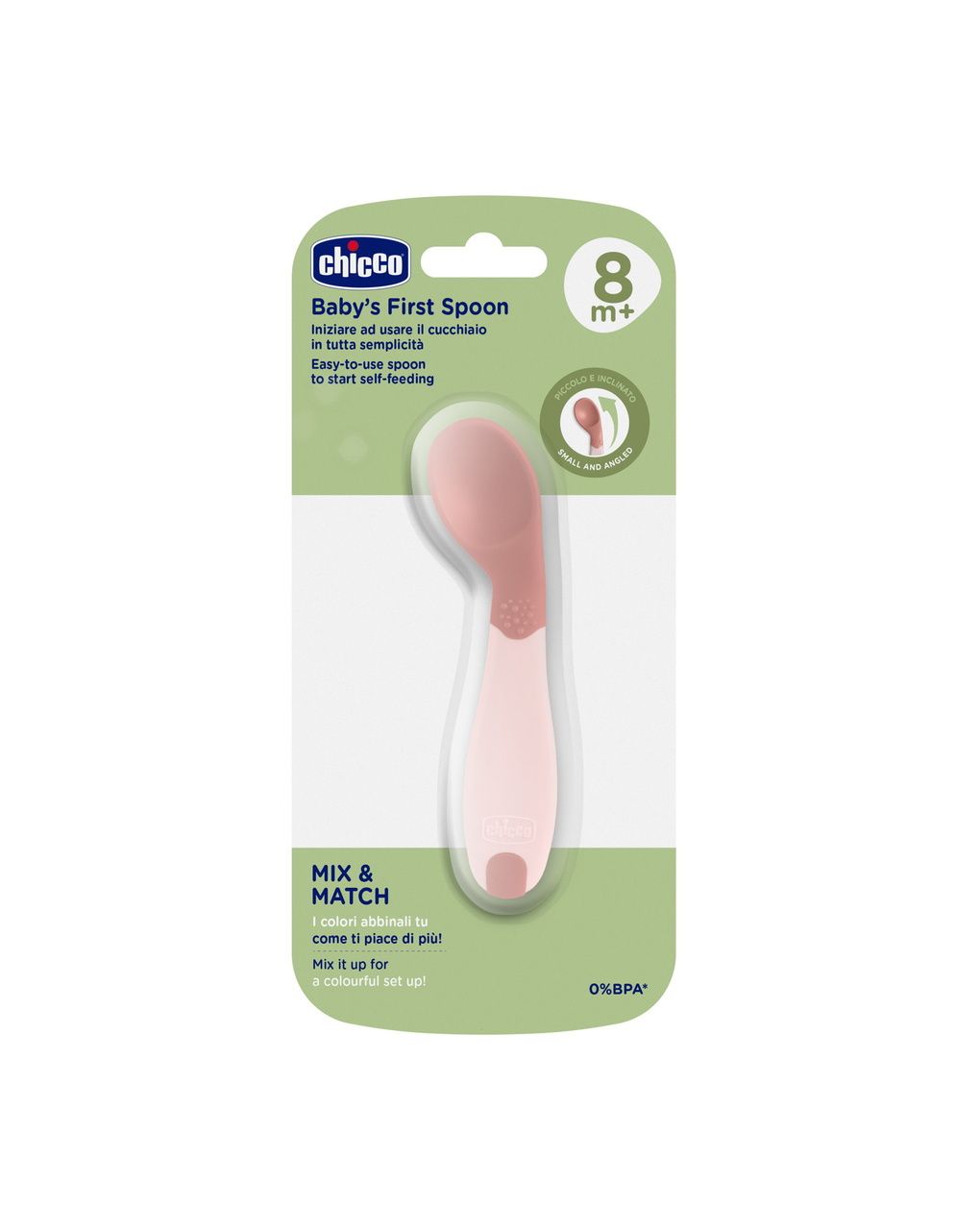 Cucchiaio angolato 8m+ rosa - chicco