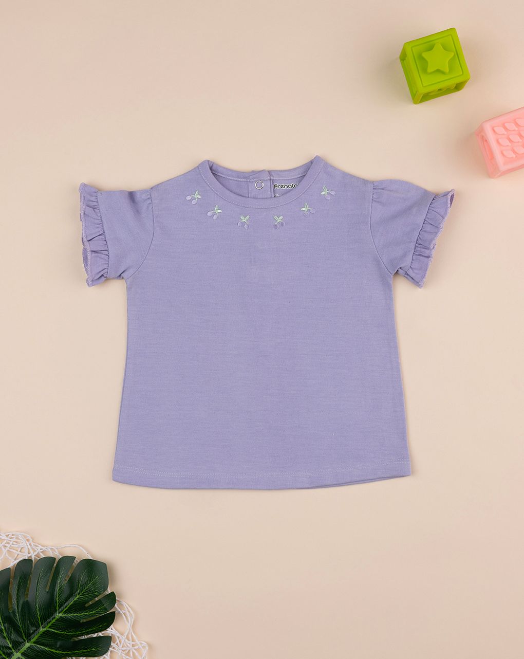 T-shirt bimba lilla ricamata