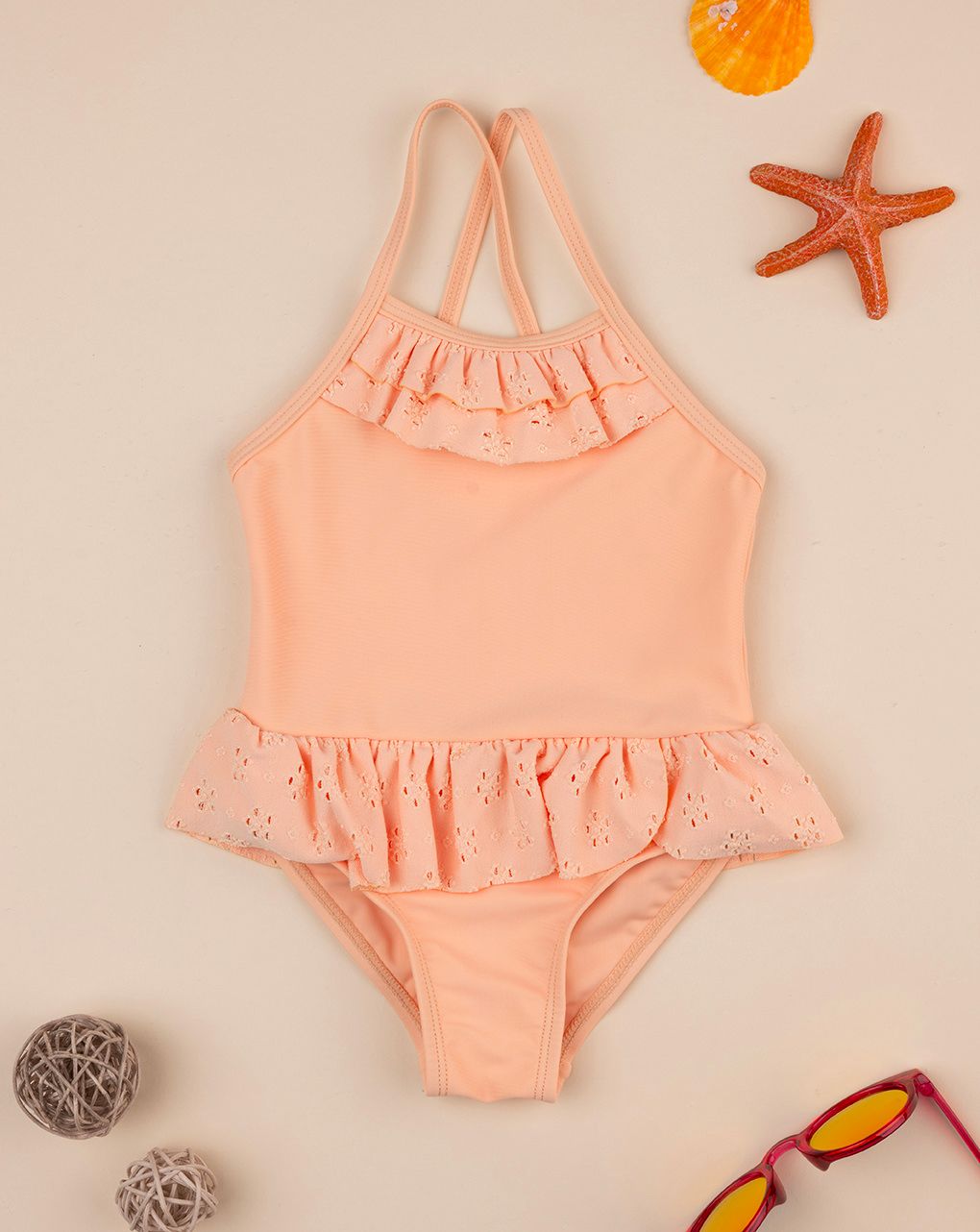 Costume intero bimba arancione rouche