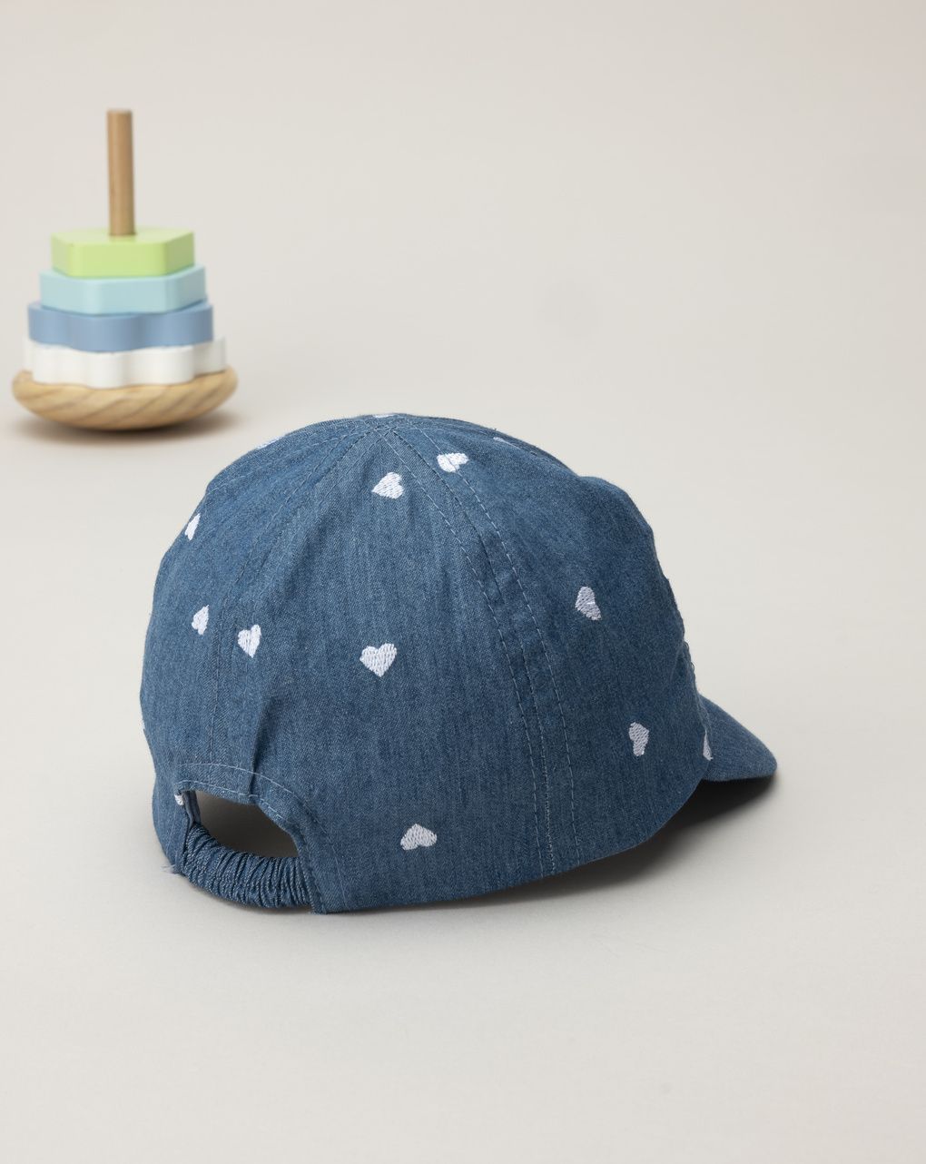 Cappello bimba denim con cuori