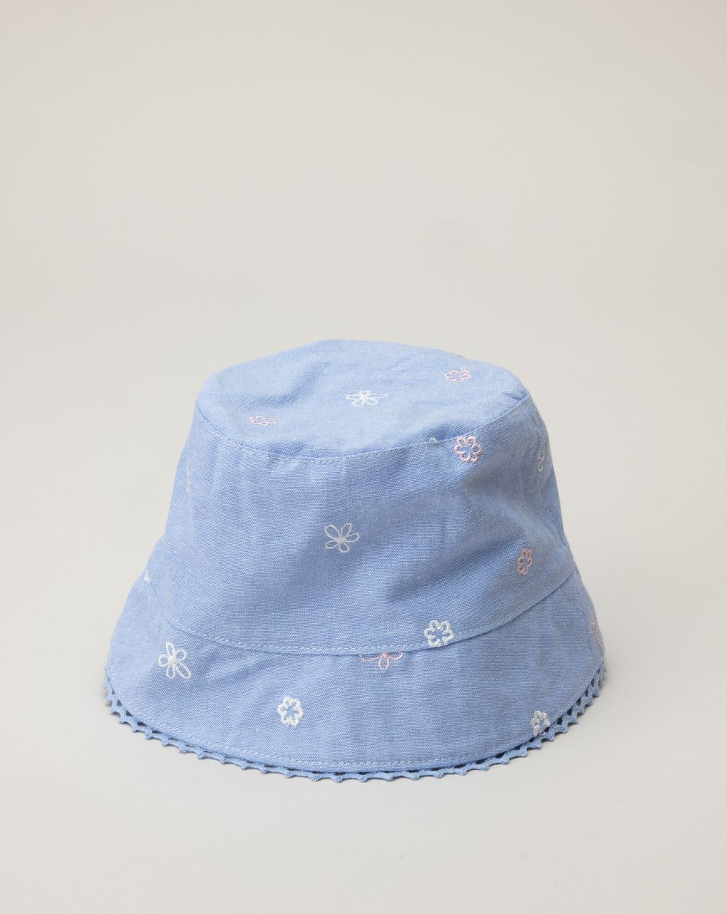 Cappello pescatore denim bimba fiori